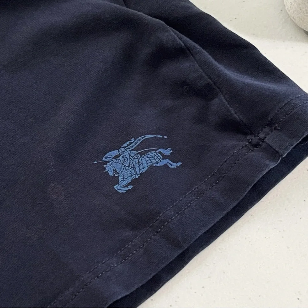 Burberry Brit Navy Blue Cotton Short Sleeve Nova Check Cuff T-Shirt Tee Size XS - Picture 8 of 10